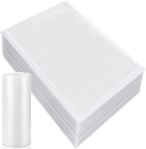 Image of Smart Saver Vacuum Storage sealer Bags each (17x25) cm(50 pack) and roll (28x500) cm-1 roll for Food storage, Vacuum Seal, Food prep, Vac Sealing Machine Pouches with Food Grade & Microwaveable