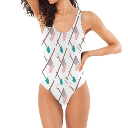 RPLIFE Trajes de baño de una pieza para mujer, espalda abierta, traje de baño acolchado de una pieza, Herramientas de jardín, color blanco, Large