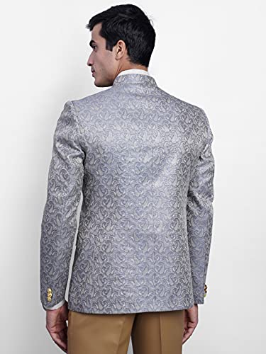 WINTAGE Men's Banarasi Rayon Cotton Festive and Casual Bandhgala Jodhpuri Blazer : Beige13