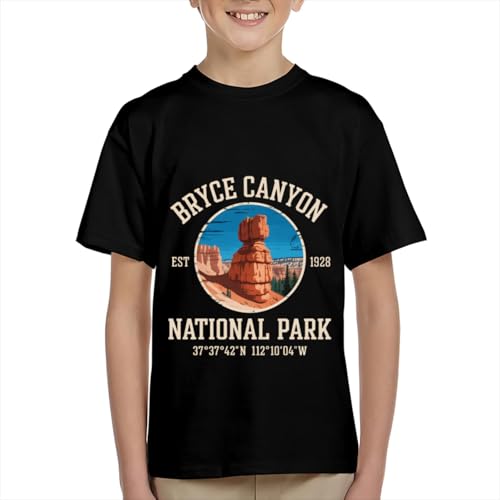 Bryce Canyon National Park Vintage Design with GPS Location Boys Girls Teens T-Shirt Anime Gift3