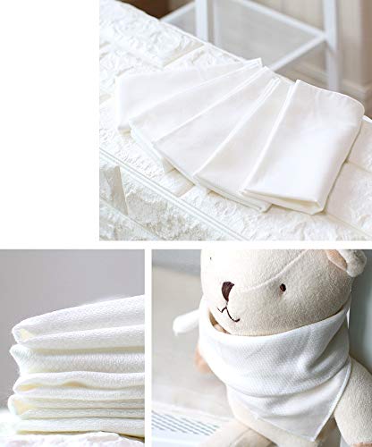 Image of Angel-in-Moms [10 Packs] Organic Cotton Cloth Soft Muslin Gauze Handkerchief Washcloths, Wide Size 14 inch x 14 inch, Facial Cleansing Cloths, Hankies Makeup Remover Towel (Organic Embossing)