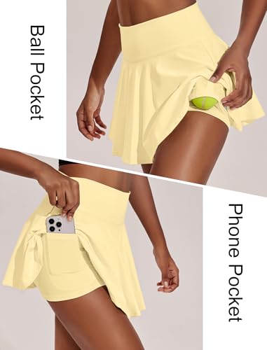 Image of PINSPARK Womens Tennis Skirt Pleated Athletic Skirts with Pockets Shorts High Waisted Golf Skort for Workout Pickleball