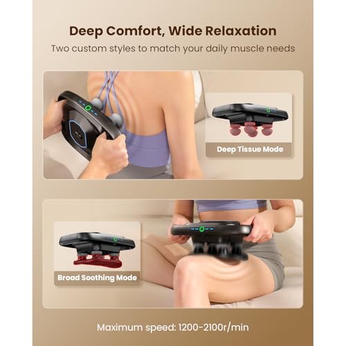 Image of BOB AND BRAD A1 4-Head Massage Gun Deep Tissue, FSA Eligible /HSA Eligible, 4X Pain Relief Efficiency, Replaceable Massager Heads & Plate, Electric Percussion Massage Gun Tool for Back, Leg, Muscle