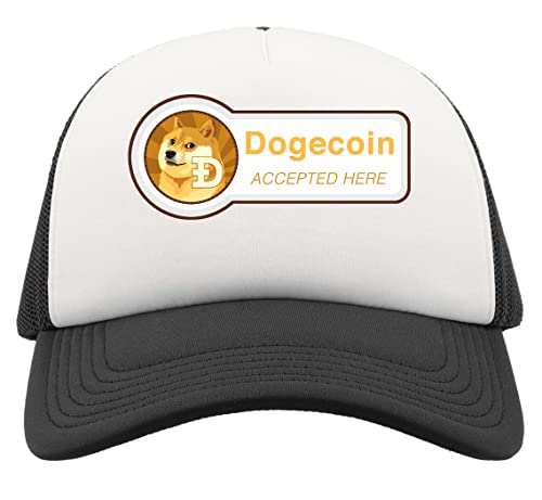 Gorra de camionero Dogecoin negra con rejilla transpirable y cierre snapback ajustable 1
