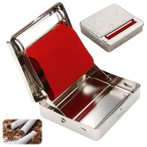Automatic Cigarette Rolling Machine Polished Silver Tobacco Rolling Box for Rolling Papers Filter Tips Tobacco Cigarette Case Tin Rollie Tins for DIY Cigarettes Cigar Accessories