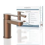 SCHÜTTE ELEPHANT wastafelkraan, elegante mengkraan incl. afvoerklep voor badkamer, kraan badkamer met pop-up excentriek, badkamerkraan wastafel mat koper, 34213