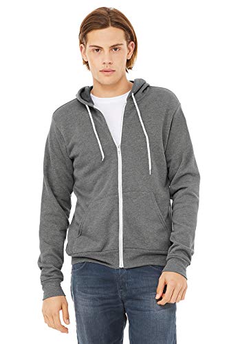 Bella+Canvas Unisex Zip-Up Poly-Cotton Fleece Hoodie - Deep Heather - XS