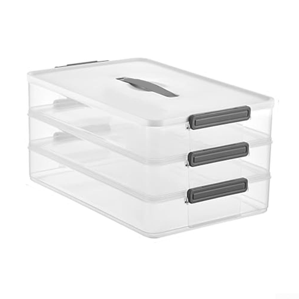 3-Etagen Stapelbarer Keksdose Luftdicht Kunststoff Aufbewahrungsbox Weiß(Level 3)