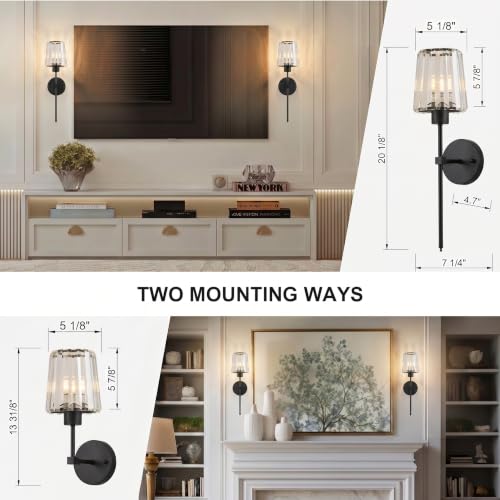 Image of KARTOOSH Hardwired Crystal Wall Sconces Set of 2