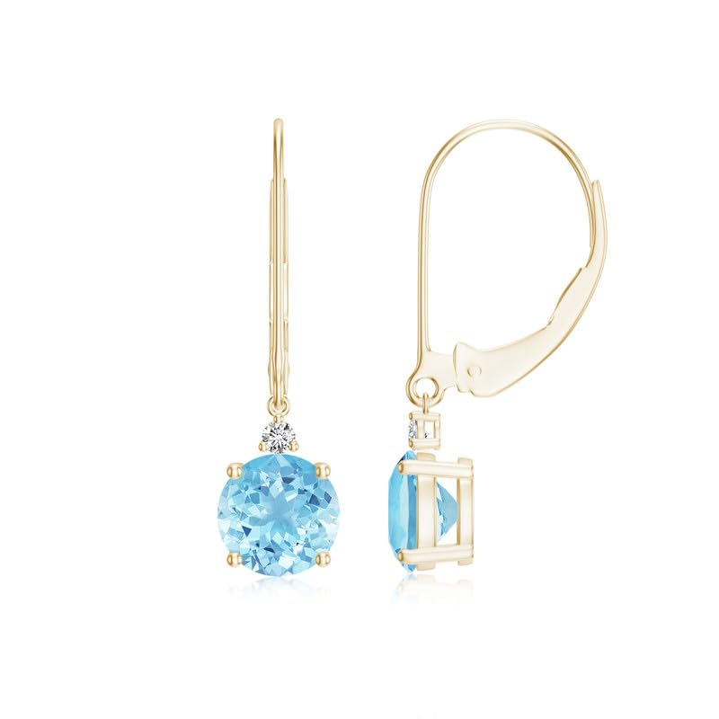 Image of Goldhartz 2 Ct. Natural Amethyst 6 mm Leverback Earrings for Women in 14k Gold Micron Plated 925 Sterling Silver, January Birthstone Dangle Earrings Jewelry for Her