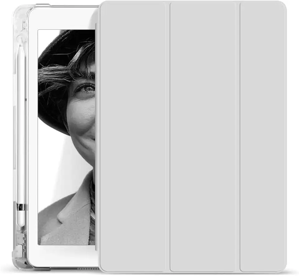 Capa Para iPad 9ª 8ª 7ª Geração 10.2" Smart Case Slim Com Suporte a Caneta e Fundo Transparente Proteção Total- Anti Impacto/ Auto Sleep /Tampa Magnética/ Premium Resistente Funcional