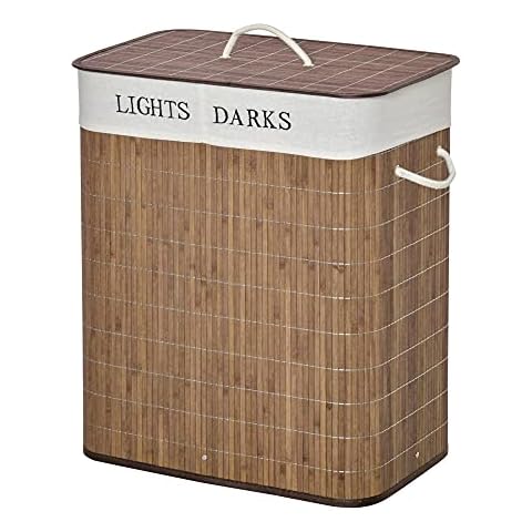 HOMCOM Cesto para Ropa Sucia de Bambú Capacidad de 100L Cover