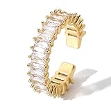 OIMEI 18K Gold Adjustable Love Ring with Cubic Zirconia | Gem Grade Stacking Promise Ring - Size Adjustable (Caress Ring)