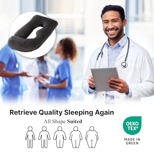 Image of ALLOPERA Pregnancy Pillow, Full Body 57 Inch Maternity Pillow with Removable Washable Cover - Sleep Support for Legs, Back, Neck, Shoulder, HIPS, Belly for Pregnent Women, Black Grey Velvet Cover
