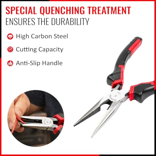 Image of Spartan 6 Inch Long Nose Plier With Chrome Vanadium Steel | Narrow Nose For Precision Work | Designed For Gripping, Bending And Holding Wires | Home DIY, Electrician And Workshop Use