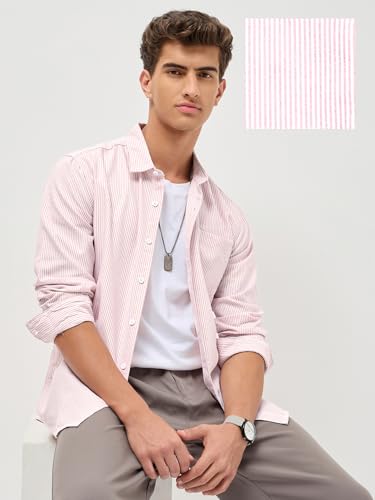 Image of Urbano Fashion Men's Cotton Full Sleeve Regular Fit Casual Striped Shirt