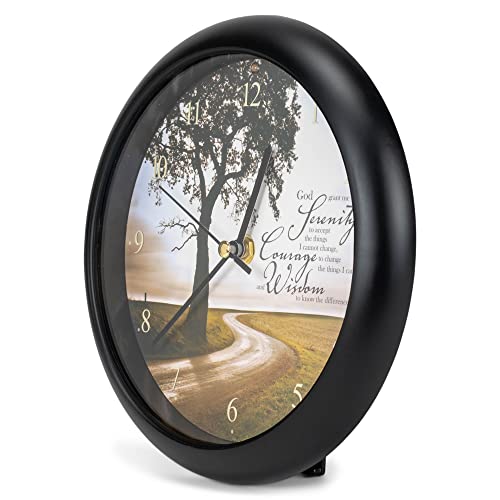 Mark Feldstein & Associates Serenity Prayer Inspirational Sleek Black 8 Inch Three Hymn Sound Clock #TOP4