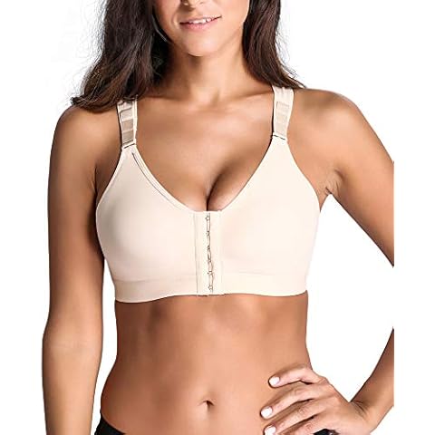 SHAPERX Women's Post-Surgical Front Closure Sports Bra Cover
