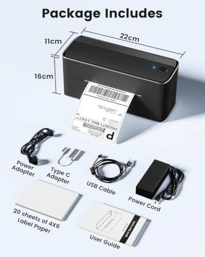 Image of Phomemo Bluetooth Shipping Label Printer, 241BT 4X6 Wireless Thermal Label Printer for Small Business, Labels Printers for Shipping Package, Compatible with iPhone, Android, Amazon, Shopify, Black
