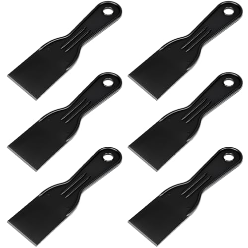 MCSDFN 6 Pcs Plastic Putty Knife 2 Inch Black Putty Knife Scraper Flexible Putty Scraper Wall Scraper Plastic Paint Scraper Tool for Repairing Spackling Patching Plastering and Painting