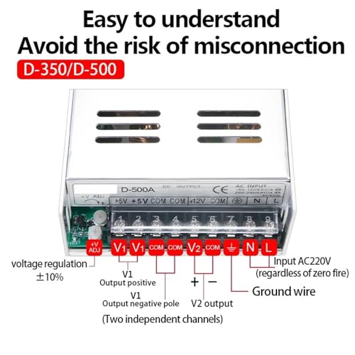 Alimentation à découpage double sortie 50W transformateur de commande AC/DC 5V 24V - 3