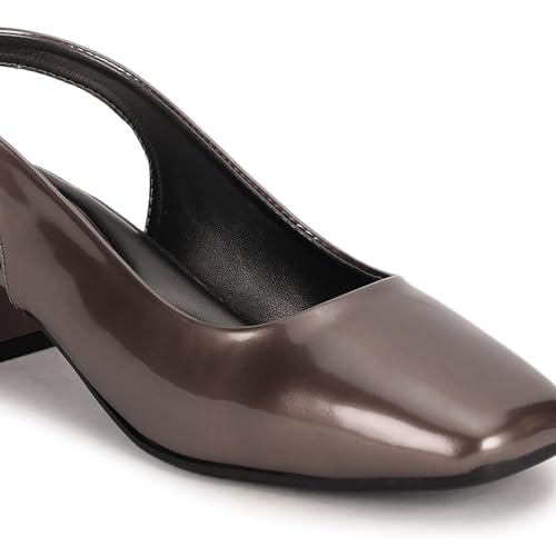 Image of Marc Loire Women Square Toe Solid Block Heel Pumps for Office, Party and Formal Wear