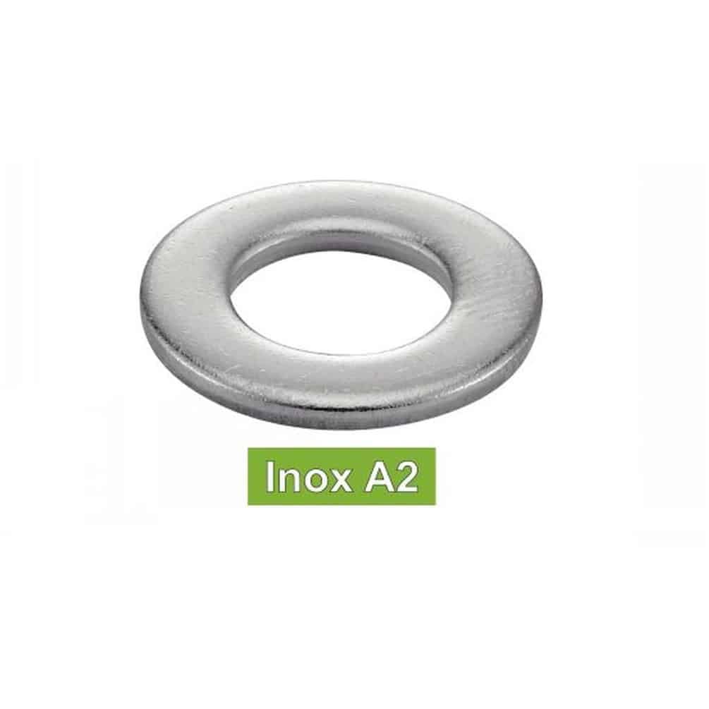 50 arandelas planas escotadas 16 mm – DIN 125 B – ISO 7090 – UNI 6592 – Inox A2 – D-Work