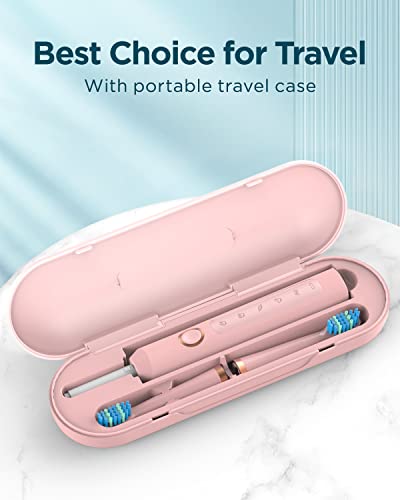 Sonic Electric Toothbrush For Adults - Rechargeable Electric Toothbrushes With 8 Brush Heads, & Travel Case,Teeth Whitening , Power Electric Toothbrush With Holder, Once Charge For 120 Days - H8 Pink #TOP6
