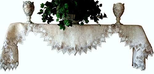 Mantel Shelf Scarf Earth Tones Neutral 90 Inch Mantle Doily Lace Dresser Scarf Runner