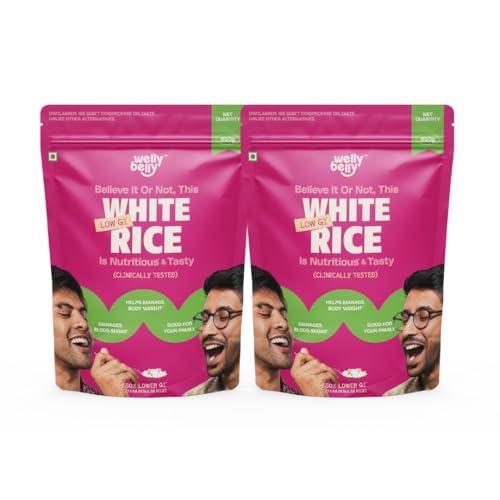 Image of Welly Belly Low GI White Rice 850g | 50% Lower Glycemic Index | Source of Protein & Fiber | Ideal Choice for Weight Management | Naturally Sourced | PCOS & Diabetic Friendly Chawal | Pack of 2
