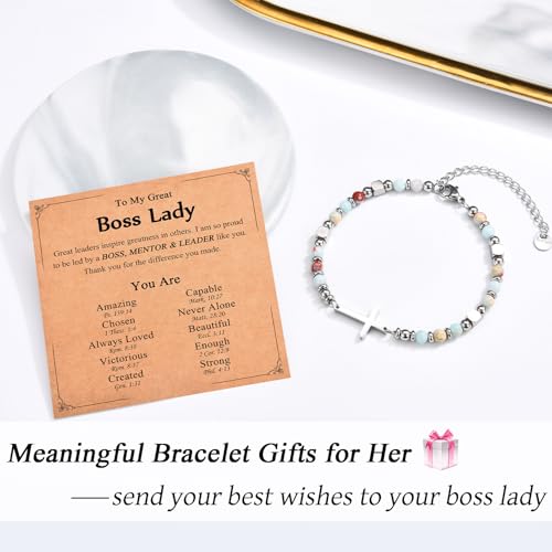 Image of Christian Gifts for Women Girls, Religious Cross Bracelet, Birthday Christmas Easter Baptism Confirmation First Communion Valentines Day Graduation Gifts for Her