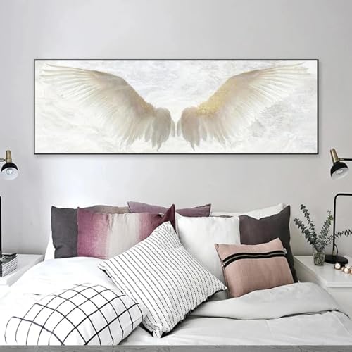 Tableau ailes blanches impression sur toile 60x180 cm décor salon - 3