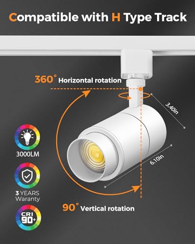 Vanoopee ITLW4 3-Color Zoomable 30W Led Track Lighting Heads H Type Track Light Heads Dimmable Bright Ceiling Spotlight Fixtures thumb #5