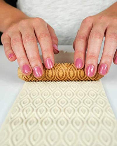 Wooden Ceramic Texture Roller For Pottery & Clay - 4.5 Inch Hand Carved Pattern Tool, Eye Drop Design