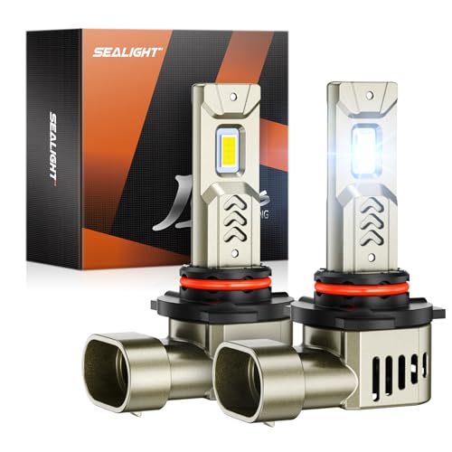 SEALIGHT 9005 Bulbs, 800% Brightness 34000LM 9005/HB3 High Low Bulbs, 6500K Cool White, Plug and Play, IP68 Waterproof, Pack of 2