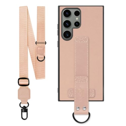 LOOF STRAP-SHELL �{�v ���U�[ �X�}�z�V�����_�[ �X�}�z�P�[�X for Galaxy S23 Ultra �p �P�[�X �J�o�[ �X�g���b�v �X�g���b�v�z�[�� �V���v�� �����h�~ �ϏՌ� ���^ �y�� �����O�X�g���b�v D�J���t�� [�����O+/�_