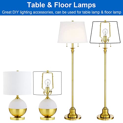 Image of WEAVERBIRD Lamp Shade Harp Bracket 7 8 9 10 inch Adjustable Lamp Harp Kit with 3 /8 Standard Saddle,E14 E26 E27 Light Base UNO Fitter Adapter Converter Finial Set and Crystal Lamp Finial Knob,Gold