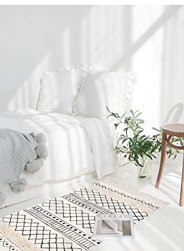 Shacos Tufted Cotton Area Rugs Set Of 2 Woven Cotton Rug Runner Set With Tassels Washable Boho Farmhouse Throw Rug For Kitchen Bathroom Bedroom Laundry Room (2'X3'+2'X4'4", Tufted Geometric) #TOP5