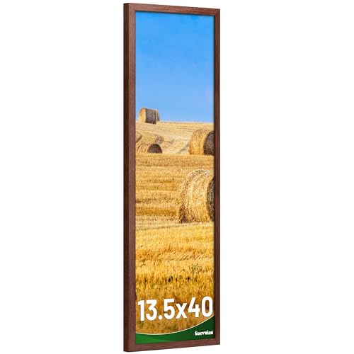 Gaevuian 13.5x40 Picture Frame Distressed Farmhouse Wood Pattern Panoramic Picture Frame Horizontal and Vertical Plexiglass Wall Dcor Walnut 1Pack