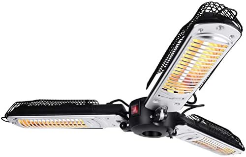 WANGZI Umbrella Patio Heater, 2000W Electric Parasol Heater, Infrared Radiant Heater with 3 Heating Panels for Pergola Or Gazabo