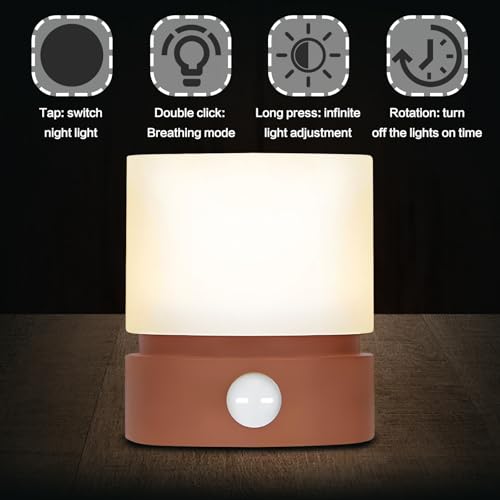 Image of Cylindrical Lamp Cute Night Light USB Charging Nordic Rotating Digital Display, Timer, Rechargeable, Dimmable, Sleep Companion Night Ligh(Red)