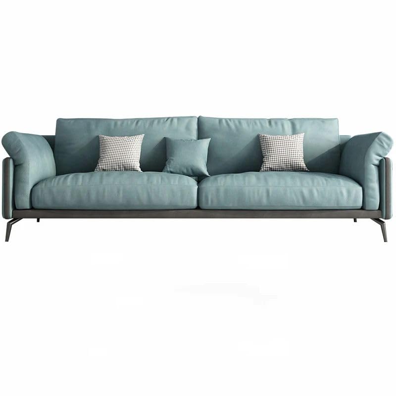 FUNTERIOR Flum 3 +2+1 Soft Touch Fabric and Leatherette Light Blue and Grey Gracious Royal Look 6 Seater Sofa Set for Living Room.-image-18
