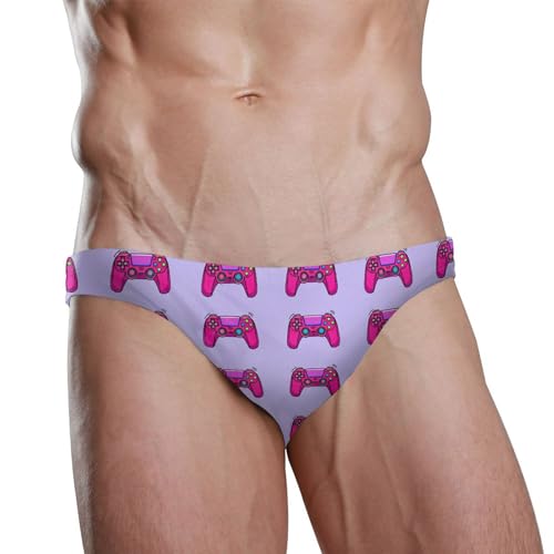 Purple Game Console Swim Briefs for Men Swimsuit Bikini Swimwear S B04047602