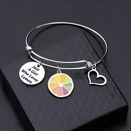 Image of WSNANG Lemon Gift Just A Who Loves Lemon Bracelet Cute Fruit Lemon Jewelry Fruit Style Jewelry Gift for Lemon Lovers (Lemon BR)