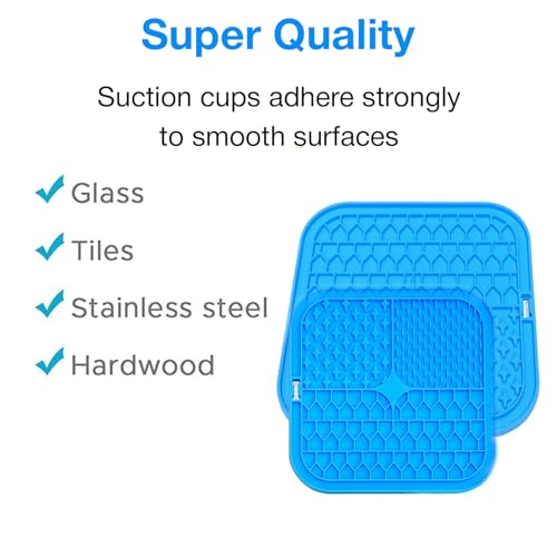 Image of Licking Mat for Dogs and Cats | Premium Lick Mat Suction Cups | Anxiety and Boredom Relief | Slow Feeding Mat Puzzle Toy | Food Grade Silicone Distraction Toy (Blue)