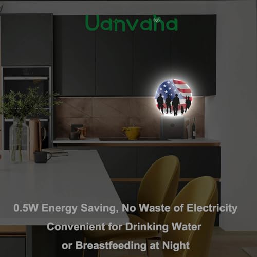 Image of 4th of July Patriotic Night Light American Independence Memorial Day Always Remember Night Lights Plug into Wall with Dusk to Dawn Sensor Round LED Lighting
