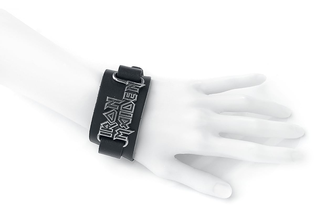 Iron Maiden Logo Männer Lederarmband schwarz