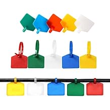 Cable Zip Tie with Tag,Wire Zip Ties with Label,100 Pcs Plastic Nylon Cable Ties,Multi Color Self-Locking Write on Tie Wraps
