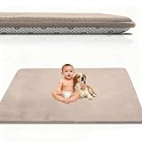 Atemrdsye 2.5cm Dicker Spielteppich Krabbelmatte Baby, Kinderteppich, Schlafzimmer, Kinderzimmer Spielmatte Kinder, Krabbelteppich für Babys Tatami Matte Krabbeldecke 190 x 380 cm Hellbraun
