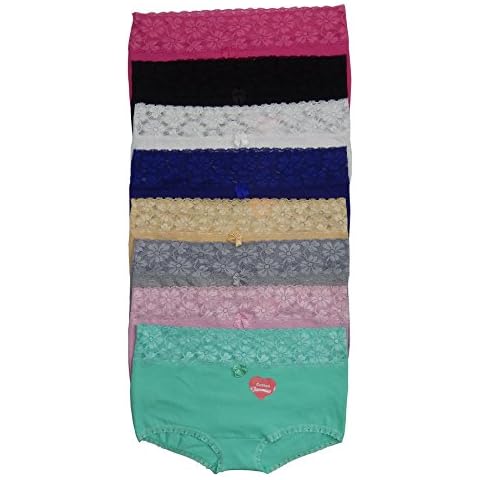 Viola's Secret Wholesale 12 pack of Women underwear cotton boyshorts with lace various styles (L, C955) Cover